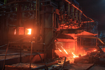 Methodical furnace at steel mill.