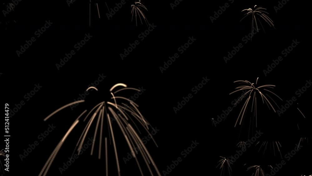 Poster abstract sparks of fireworks are randomly carried away in space. close-up. loop seamless real firewo