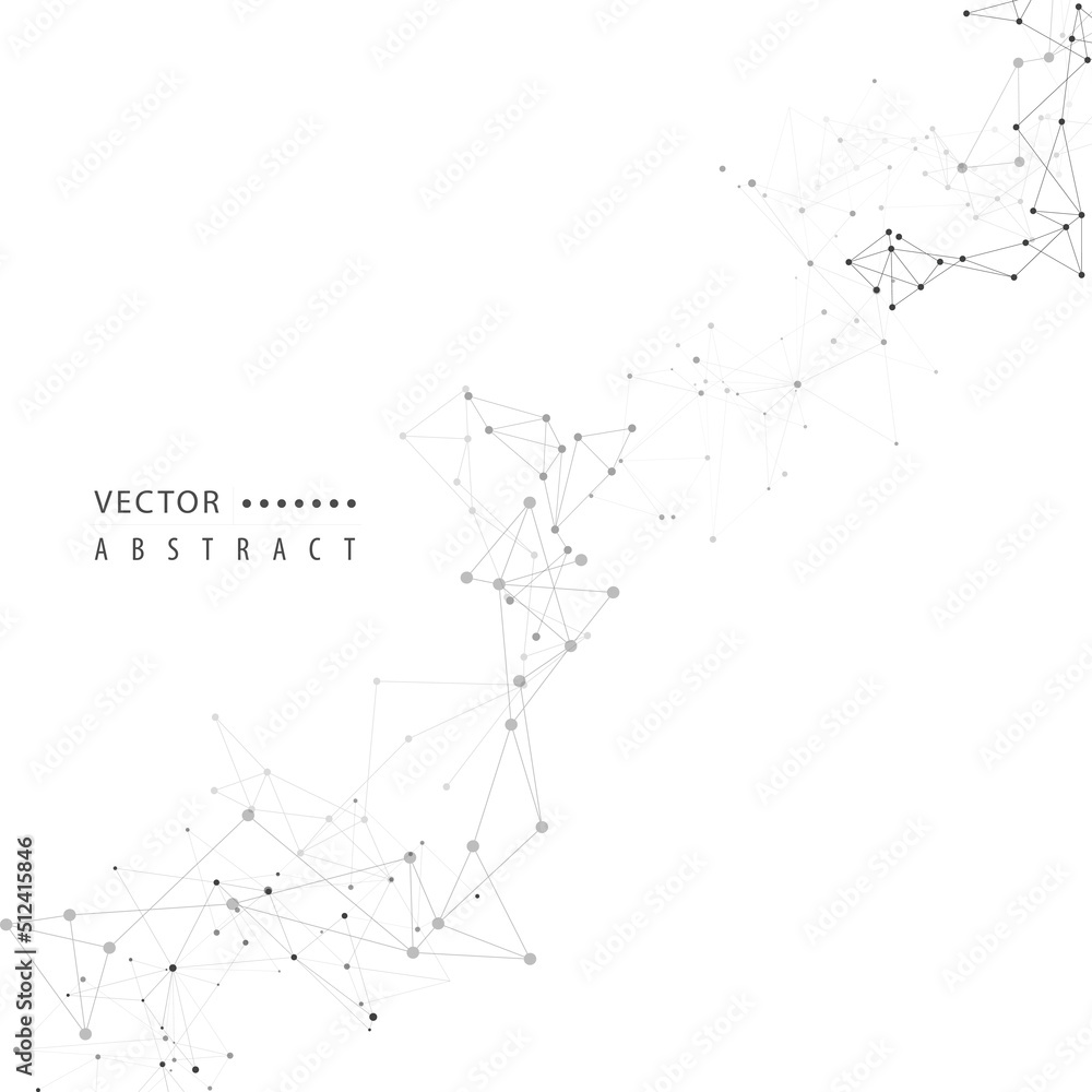 Aufkleber Connection dots and lines background. Minimal molecule background. Vector low poly design