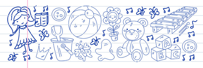 Obraz premium School, preschool, education. Creativity and imagination. Little children online education, e-learning.