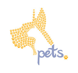 Cat and dog silhouette. Pet logo design paw, vector for animal shop business. Veterinary clinic brand.