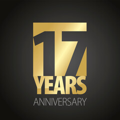17 Years Anniversary negative space numbers gold black logo icon banner