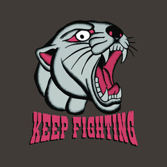 Keep fighting Black Panther doodle illustration for sticker tattoo poster tshirt design etc