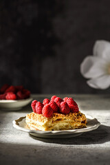 napoleon cake on a gray background
