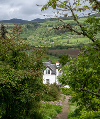 View of the rolling hills near Aberfeldy, in Highland Perthshire, Scotland UK. Photographed from the Bolfracks Estate. 