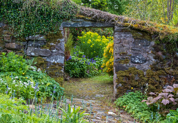 The picturesque Bolfracks garden, located in the Tay Valley hills near Aberfeldy, Perthshire, Highlands of Scotland, UK.