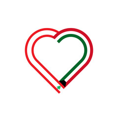 unity concept. heart ribbon icon of lebanon and kuwait flags. vector illustration isolated on white background