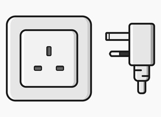 power outlet plug british type g vector flat illustration