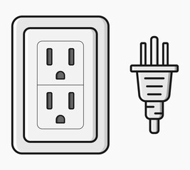 power outlet plug type b vector flat illustration