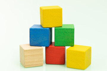 Color blocks for children, educational, space for inscription, vivid colors, pastel background