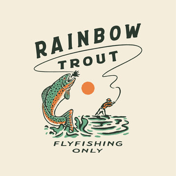 trout illustration fishing graphic lake design t shirt