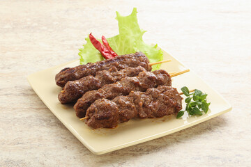Beef kebab skewer minced meat