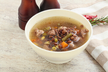 Soup with lentil and chicken