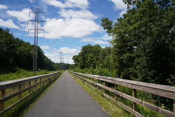 Fototapeta na wymiar Power lines along a bike path
