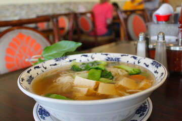 A hot bowl of tofu pho soup
