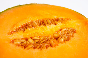 Half of melon white background