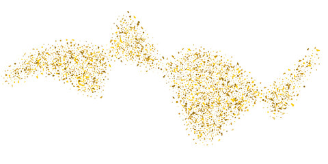 Golden glitter confetti on a white background. Illustration of a drop of shiny particles. Decorative element. Luxury background for your design, cards, invitations, gift, vip.