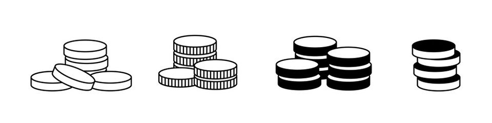 Coin icons set. Vector clipart isolated on white background.	