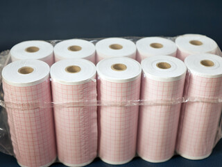 Rolls of paper for printing an electrocardiogram of the heart. Diagnosis of the heart.