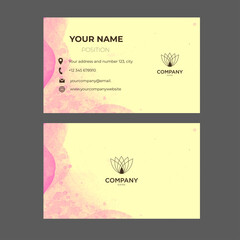 Business card with watercolor yellow and orange