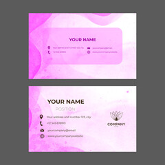 Business card with pink color, purple and black