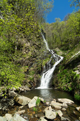 Fototapeta na wymiar Waterfall. Waterfall Seimerira Santa Eulalia de Oscos. Copy space.
