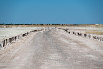 View from the viewpoint on the Etosha Pan near Halali in northern Namibia
