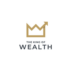 Letter W Wealth Crown with Statistic Arrow Chart Diagram Marketing Financial Business logo design