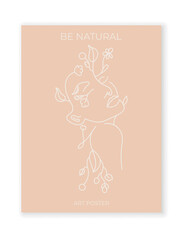 Love yourself poster. Be natural. Love your body concept. Vector line illustration
