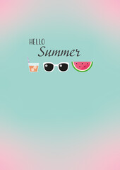 Hello Summer with a drink, sunglasses and watermelon © Roman