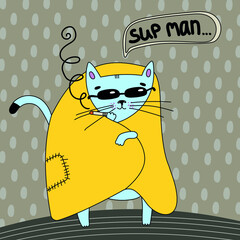 Simple cartoon smoking vector cat can be used as t-shirt or any other
textile idea, poster, postcard idea, etc