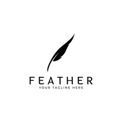 Feather logo, feather pen logo and law firm feather logo design vector illustration template.