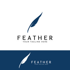 Feather logo, feather pen logo and law firm feather logo design vector illustration template.