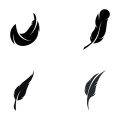 Obraz premium Feather logo, feather pen logo and law firm feather logo design vector illustration template.