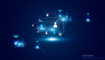 Abstract Technology Communication Borderless Internet 5G Internet of Things communication between people, business, network on a modern background futuristic digital