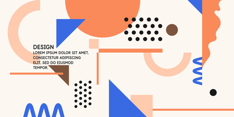 Abstract background in a modern trendy style. Poster with simple flat geometric shapes.