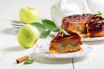 Piece of apple pie inside out.