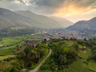 Terraced vineyards in the hills of Valtellina