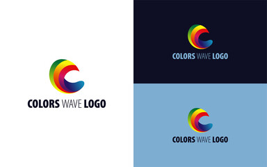 Gradient colored waveform logo.