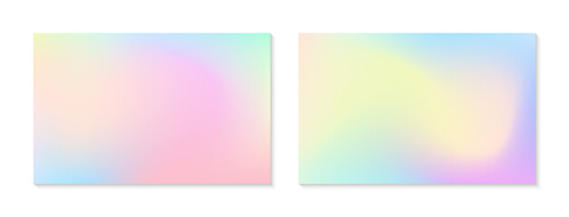 Obraz premium Vector set of mesh gradient backgrounds in soft pastel colors.Copy space for text.Abstract fluid illustrations in y2k aesthetic.Modern templates for banners,branding design,social media,covers.