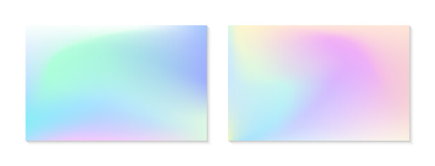 Vector set of mesh gradient backgrounds in soft pastel colors.Copy space for text.Abstract fluid illustrations in y2k aesthetic.Modern templates for banners,branding design,social media,covers.