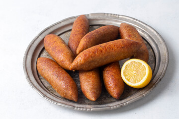 Turkish domestic special food icli kofte and oruk , domestic Turkish foods. Hatay oruk kofte.