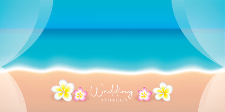wedding invitation seascape on a beautiful beach
