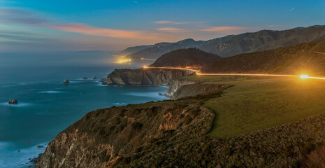 Bixby Bridge at night in Big Sur, California