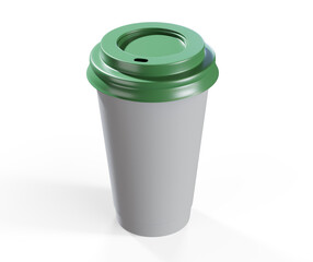 Paper cup for hot drinks on white background 3d render