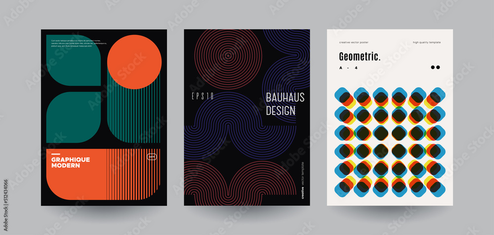 Poster minimalist geometric posters set. abstract shapes and patterns. vector templates.