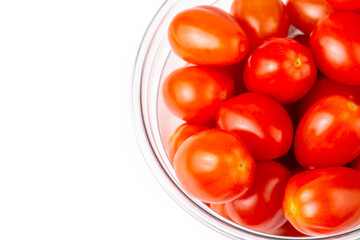 Cherry Tomatoes on white background.Lycopersicon esculentum Mill.