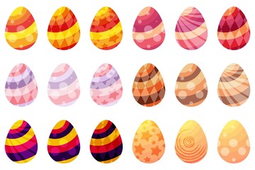 Easter eggs fantasy set. Vector illustration.