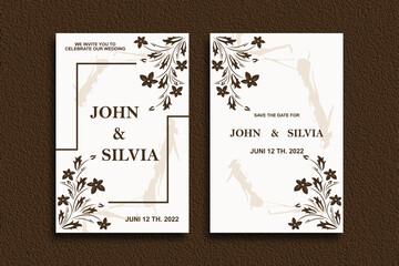 Wedding invitation Design with floral. free vector