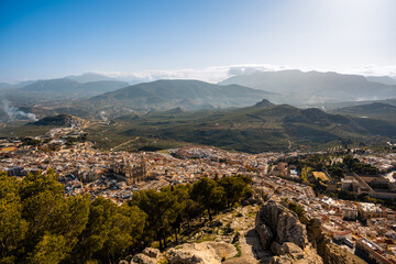 Fototapeta na wymiar Landscape photography of the city of Jaén and the mountains that surround it from the viewpoint of the castle of Santa Catalina in the morning